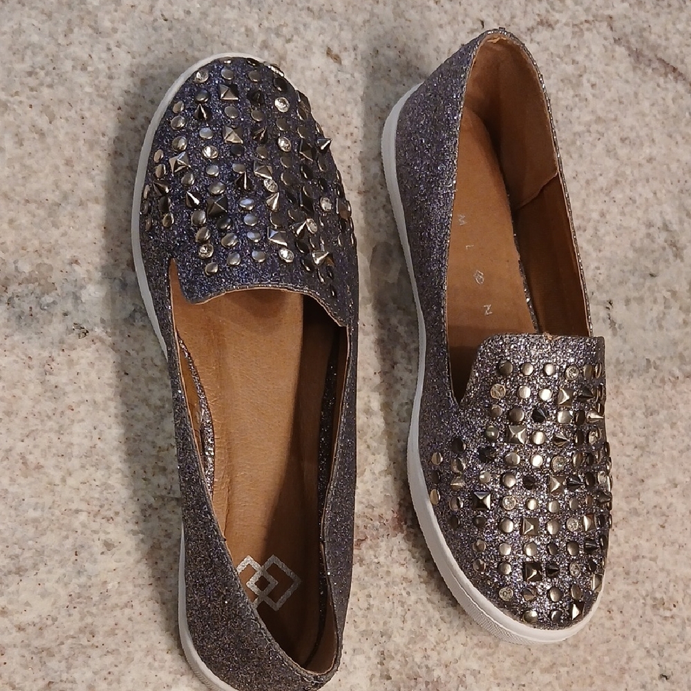 Studded Glitter Loafers